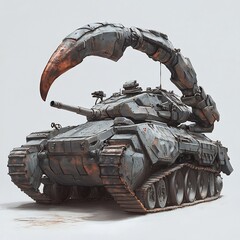 Menacing Futuristic Armored Tank Machinery in Apocalyptic Sci-Fi Digital Artwork
