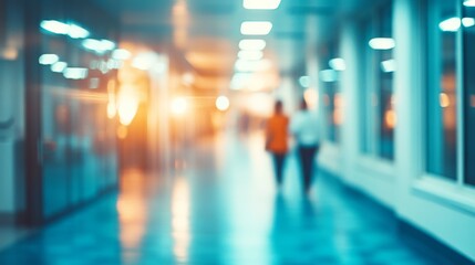 Long corridor hospital clinic is narrow high ceiling Abstract blurred image
