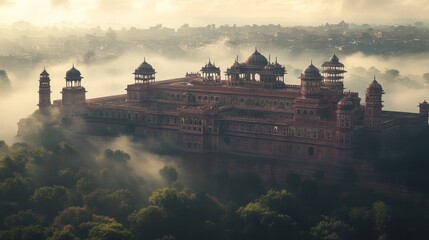 Majestic Fort in Foggy Dawn