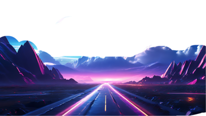 Neon Road to Mountains