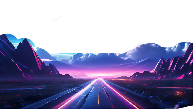 Neon Road to Mountains