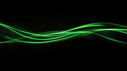 Naklejka premium Elegant and minimalist green light flare crossing black background horizontally, sleek and modern design