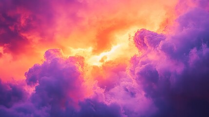 Fototapeta premium Vibrant Sunset Cloudscape Dramatic Hues Of Purple And Orange