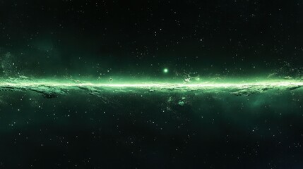 Elegant green light flare extending horizontally on black background, clean modern minimalist aesthetic