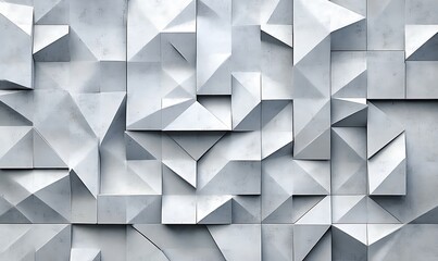 Obraz premium A detailed view of a textured, white geometric surface formed by numerous folded paper shapes, showcasing 
