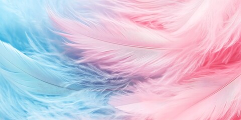 Obraz premium Abstract pastel feather background with soft hues of pink and blue conveying a serene 