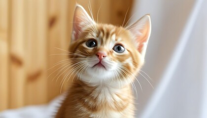 Charming indoor portrait of an orange cat, so cute.