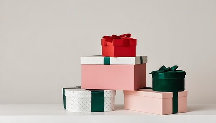 Festive gift display with diverse boxes and vibrant celebration