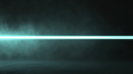Elegant minimalist light blue beam glowing horizontally on black background, exuding sleek modern aesthetics