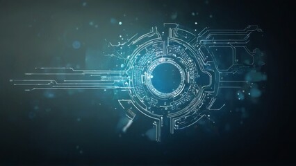 Futuristic Digital Art: Lock and Circuit Board Combination in Dark Blue Background with NetworkLike Pattern and Keyhole