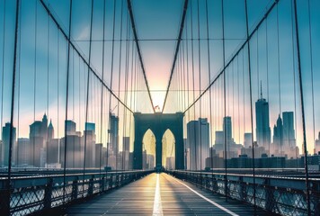 Fototapeta premium Brooklyn Bridge Sunrise Skyline Cityscape View