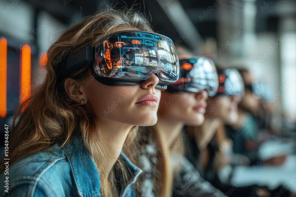 Poster A team in an immersive AR-driven workspace collaborating on a project, highlighting futuristic tools.