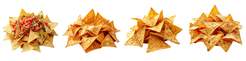 Fototapeta premium Nachos isolated on a white background. collection set png.