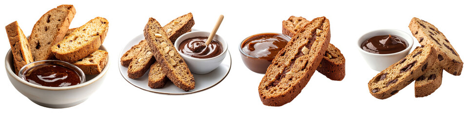 Biscotti with spreading sauce, isolated on a white background. collection set png.