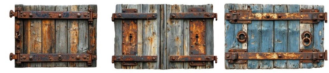 Close-up photography vintage wooden doors in rustic environments