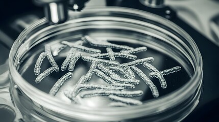 Microscopic view of vibrant bacteria colonies thriving in a petri dish, showcasing the intricate world of microbial life and the complexity of biological systems.