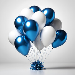 white and blue balloons on white background