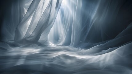 Light Streams Through Draped Sheer Fabric