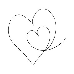Valentines day love sign in continuous one line drawing. Romantic symbol for Valentines day card and banner in simple linear style. Editable stroke. Doodle vector illustration
