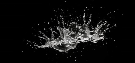 Water Splashing Crown Shaped Droplets Against Black Background
