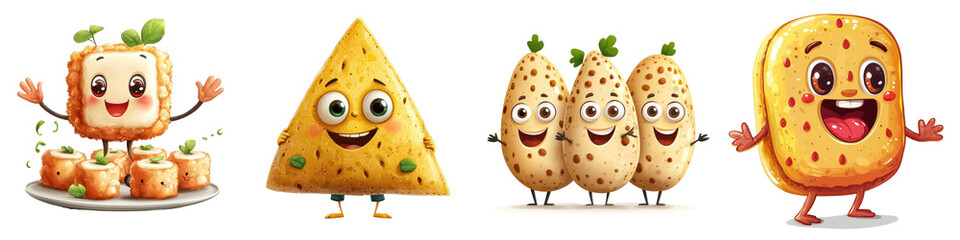 Cartoon character of canapes, isolated on a white background. collection set png.