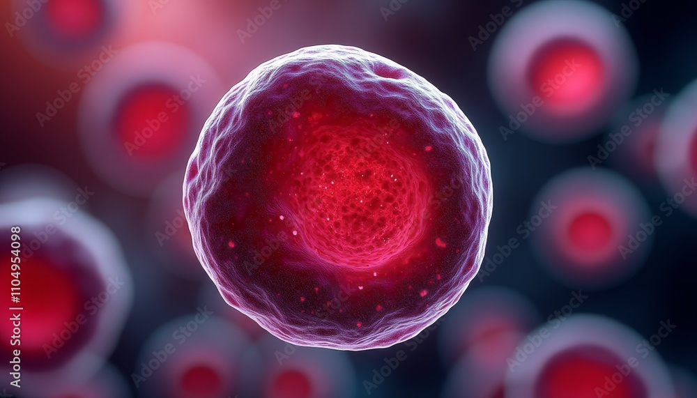 Poster large red cell in center with many smaller cells around it