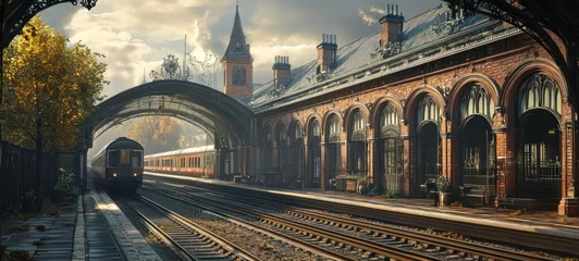 Autumnal Train Station: A Vintage Railway Scene