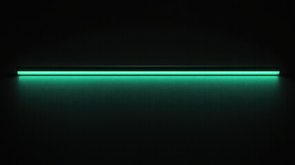 Minimalist green light streak crossing horizontally on a black background, sleek and modern in its elegance