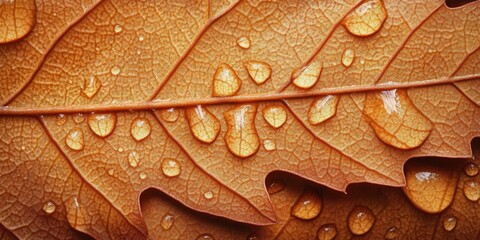 Fototapeta premium Beads of water glistening Leaf with dew A detailed ma