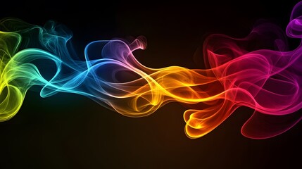 Obraz premium Abstract Colorful Smoke Waves Flowing Dark Background