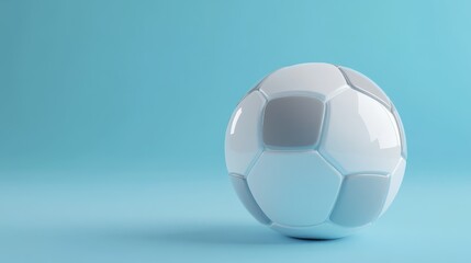 Fototapeta premium A Modern Gray and White Soccer Ball on Blue