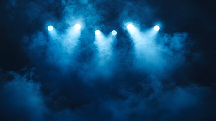 Fototapeta premium Blue Stage Lighting Through Smoky Haze