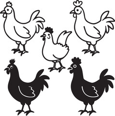 set of chicken vector icon