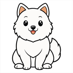 Fototapeta premium Lovable Japanese Spitz Puppy Sitting Cute and Cozy