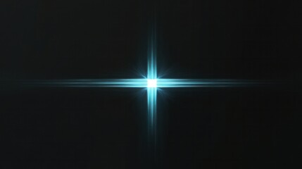 Sleek and minimalist light blue flare crosses horizontally on a black background, exuding modern elegance