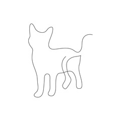 Cat one-line drawing art. Abstract pet logo. Vector illustration