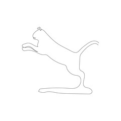 Cat one-line drawing art. Abstract pet logo. Vector illustration