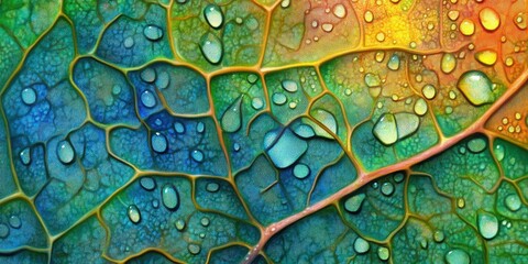 Obraz premium Drips falling gently Leaf with dew A detailed macro s