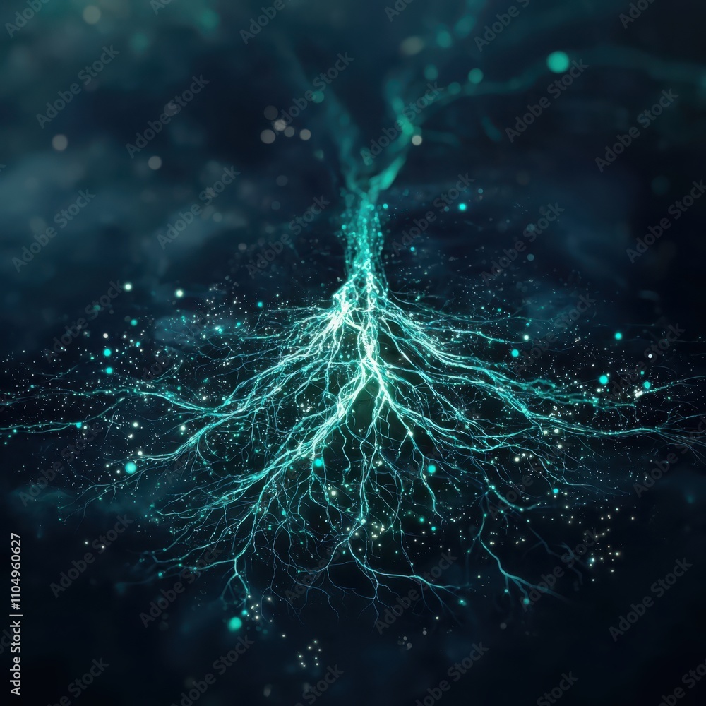 Poster artificial intelligence ecosystems neural pathways soft tech innovations and environmental connectio
