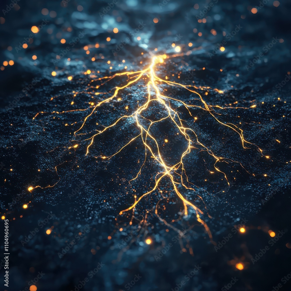 Poster harnessing digital growth artificial neural networks mimicking organic root systems in a glowing int