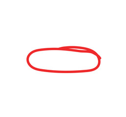 Red circle pen draw. highlight hand drawn circle isolated on white background. handwritten red circle. for marker pen, pencil, logo and text check. vector illustration