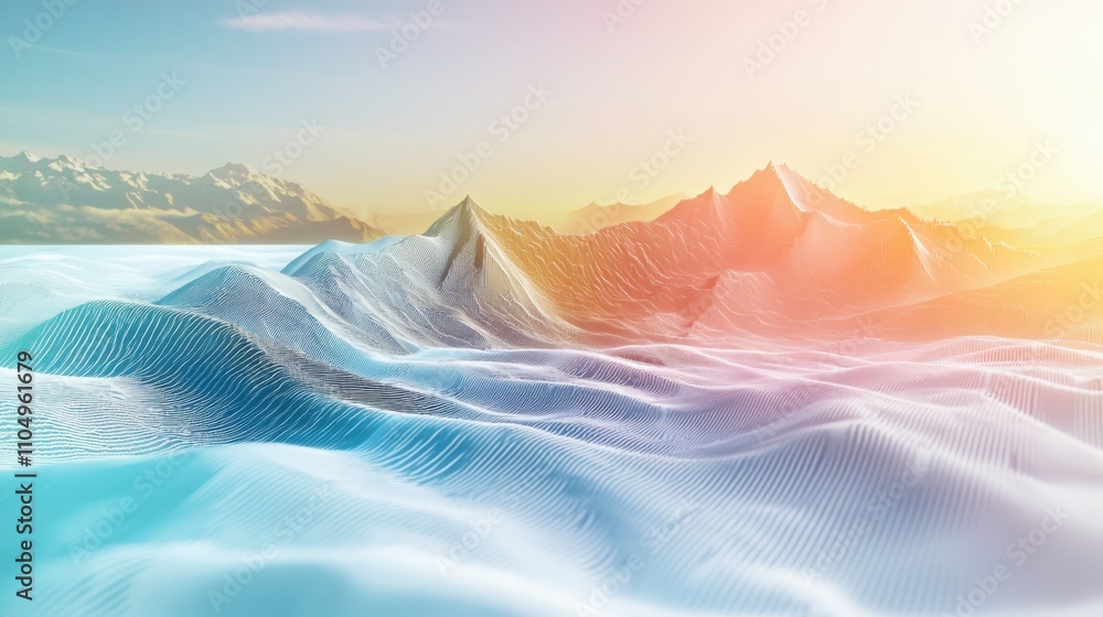 Poster transforming climate data visualization into abstract geometric landscapes a science journey in cool