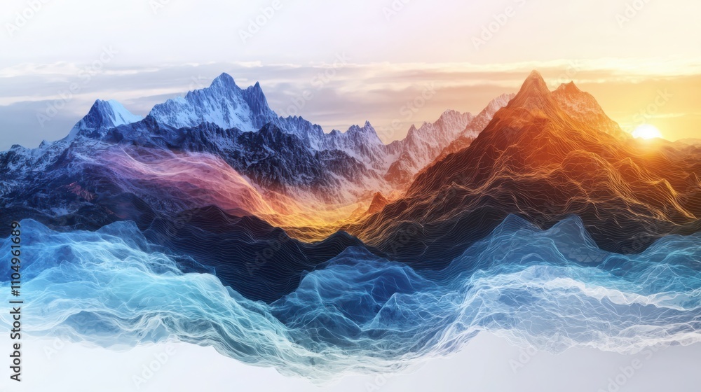 Poster transforming climate data into abstract geometric landscapes a visualization of weather patterns in 