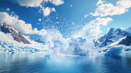 Obraz premium Environmental documentary melting glaciers data streams and climate change imagery