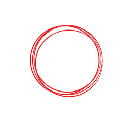Red circle pen draw. highlight hand drawn circle isolated on white background. handwritten red circle. for marker pen, pencil, logo and text check. vector illustration