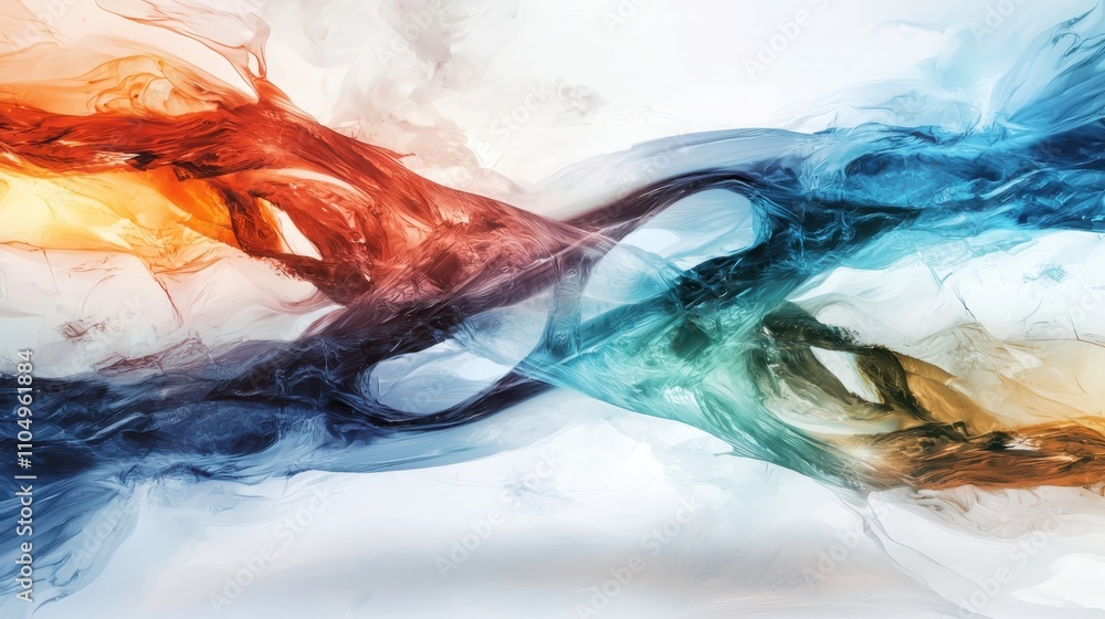 Poster exploring consciousness abstract mindscape with flowing thought streams ethereal colors and psycholo