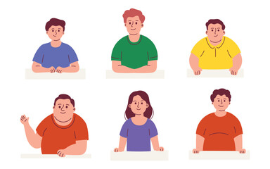 People Peeking Character, Curious Woman and Man Peeking from Wall and Window