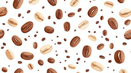 Seamless pattern of coffee beans.