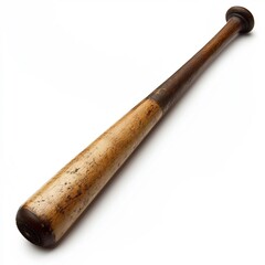 Wooden Baseball Bat on White Background Sports Equipment Concept