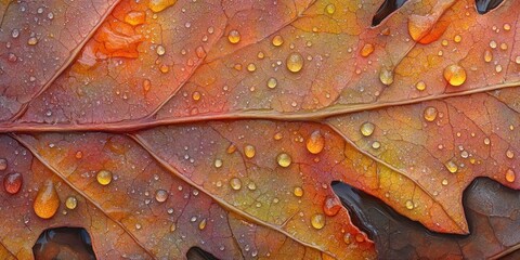 Fototapeta premium Liquid droplets Leaf with morning dew A detailed macr